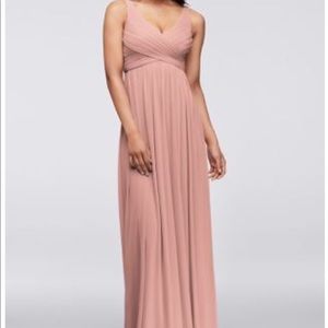 David’s Bridal Long Mesh Dress Cowl Back F15933